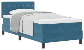 Cama Box com Colchão vidaXL Azul Escuro 90x200 cm Veludo