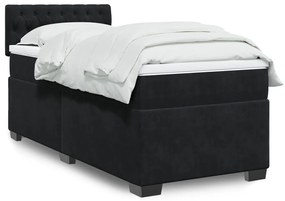 Cama box spring com colchão solteiro veludo preto