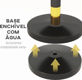 Postes Separadores em Aço Inoxidável 2 Unidades 96 cm de Altura Base Recarregável com Água 2 Cordas de Veludo Preto de 1,5 m para Teatro Festa Casamen