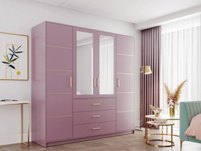 Roupeiro Delbalo 101, Roxo, 200x196x58cm, 175 kg, Portas de roupeiro: Com dobradiças, Número de prateleiras: 8, Número de prateleiras: 8