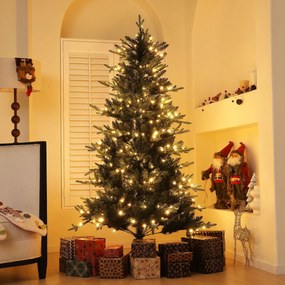 Árvore de Natal 180 cm Árvore de Natal Artificial com 350 Luzes LED 726 Ramos e Suporte de Aço Decoração de Natal  Ø114x180 cm Verde