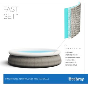 Conjunto psicina redonda Bestway Fast Set™ Poolset Ø396cm Cinzento