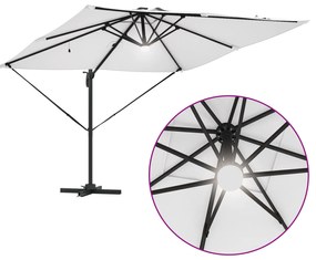 Guarda-sol Cantilever Roma com LEDs Areia 286x285x270 cm Alumínio