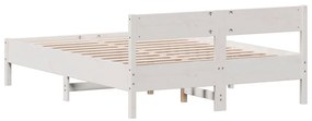 Estrutura cama c/ cabeceira 140x190 cm pinho maciço branco