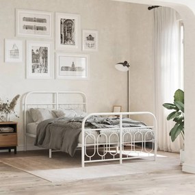 Estrutura de cama com cabeceira e pés 120x190 cm metal branco