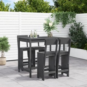 vidaXL 5 pcs conjunto de bar para jardim pinho maciço cinzento