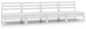 vidaXL Sofás de centro p/ jardim 4 pcs madeira de pinho maciça branco