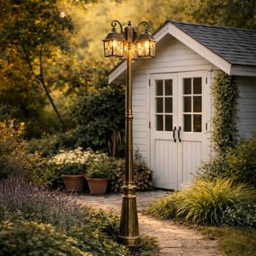 Lanterna de exterior clássica dourada antiga com vidro transparente 198cm IP44 - London