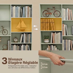Estantes para Livros, 149 x 23,6 x 188 cm, 17 Compartimentos, Verde