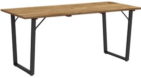 Outsunny Mesa de Refeição para Jardim Retangular 175x80x75 cm com Orifício para Chapéu de Sol e Bancada em Ripas Madeira