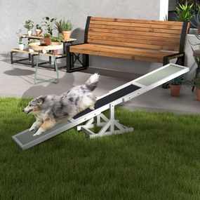 Equipamento de treino de agilidade desportiva para cães – balanço antiderrapante 180 x 30 x 30 cm cinzento e branco