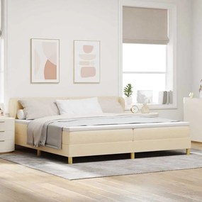 Cama Box Spring com Colchão crème 200x200 cm em Tecido