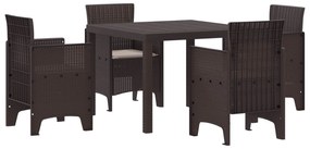 vidaXL Conjunto de Jantar para Jardim 5 pcs Castanho Rattan Polt
