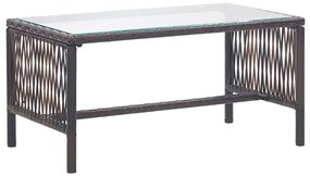 4 pcs conjunto lounge jardim c/ almofadões vime PE castanho
