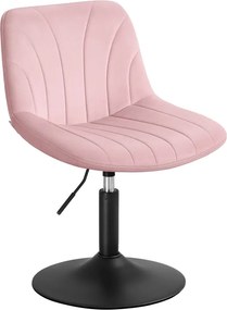Banco de toucador com encosto em veludo rosa pastel