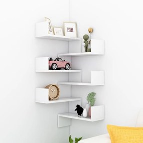 807236 vidaXL Estantes canto p/ parede 2pcs 40x40x50cm contr. branco brilh.