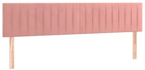 Cama box spring c/ colchão/LED 160x200 cm veludo rosa