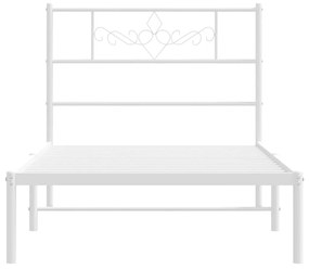 Estrutura de cama com cabeceira 75x190 cm metal branco