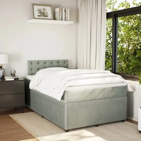 Cama boxspring com colchão 120x190 cm veludo cinzento-claro