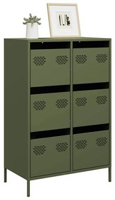 vidaXL Móvel alto 68x39x101,5 cm aço verde azeitona