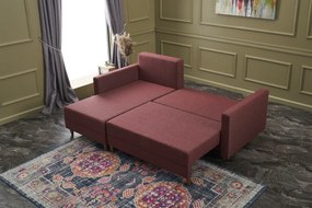 Sofá-Cama Chaise Longue Esquerdo "Monaco" - Vermelho Tinto - 215x80x15