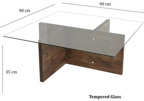 Mesa de Café Glory – Nogueira – 90x35x90 cm