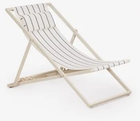 Pack De 2 Espreguiçadeiras Dobráveis Em Aço Com Almofada Jensy Branco Glacial - Azul Marinho - Sklum