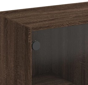 Armário alto com portas derivados de madeira carvalho castanho