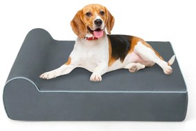 Cama ortopédica para cães grandes 100 x 81 x 31 cm com forro interno preenchido com espuma viscoelástica com grafeno com capa removível Cinza.