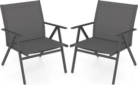 Conjunto de 2 cadeiras de jardim com tecido respirável cinza