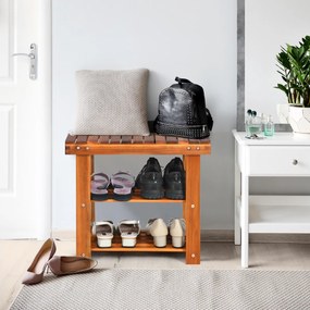 Banco sapateira de madeira de 3 níveis com assento Organizador de sapatos para corredor Sala de estar Casa de banho Carga 80 kg 50 x 28 x 45 cm