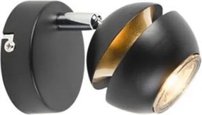 Projetores modernos 1-luz preto com interior dourado - Buell Deluxe