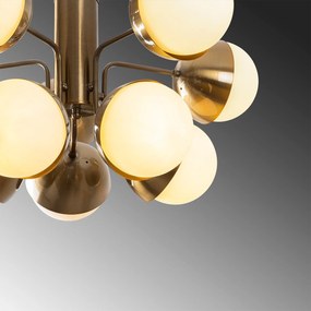 Candeeiro de Teto Karsor – Dourado e Branco – 68 x 68 cm