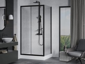 Mexen Apia cabine de duche deslizante 120 x 90 cm, transparente, preta + base de duche Rio - 840-120-090-70-00-4510