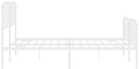 Estrutura de cama com cabeceira e pés 200x200 cm metal branco