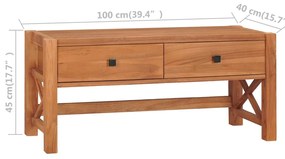 Móvel de TV 100x40x45 cm madeira de teca