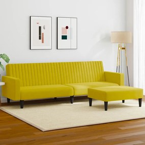 vidaXL 2 pcs conjunto de sofás veludo amarelo