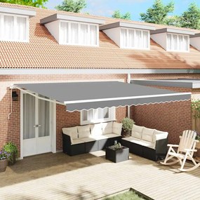 Toldo Manual Branco 4 × 3,5 m Metal