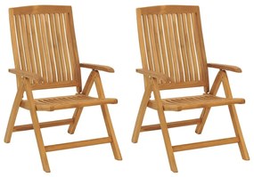 Cadeiras de jardim reclináveis c/ almofadões 2 pcs teca maciça