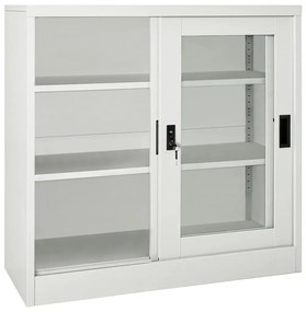 Armário com porta deslizante aço 90x40x90 cm cinzento-claro