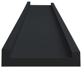Unidade de prateleiras com rebordo 2 pcs 80x9x3 cm MDF preto
