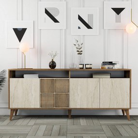 Console Milan – Walnut/Travertine – 180 cm x 78 cm x 35 cm