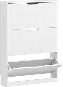 HOMCOM Sapateira com 3 gavetas basculantes, para até 12 pares de sapatos, painel de partículas, 80 x 17 x 108 cm, Branco | Aosom Portugal