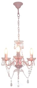Lustre com contas redondo 3 x E14 cor-de-rosa