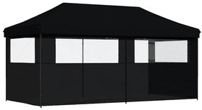 Tenda p/ festas pop-up dobrável com 3 paredes laterais preto