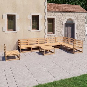 vidaXL 9 pcs conjunto lounge de jardim pinho maciço