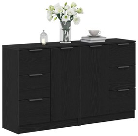 Buffets 2 pcs Madeira de Carvalho Preto 60x30x70 cm Madeira engenheira