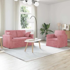 vidaXL Sofá 2 pcs Rosa 138 x 78 x 80 cm Veludo