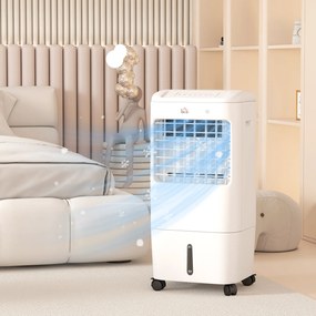 Climatizador Refrigerador de Ar Portátil 3 em 1 com 3 Velocidades Controlo Remoto Temporizador 7,5h Ecrã LED 37x32x78 cm Branco