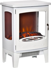 HOMCOM Lareira Elétrica 900W1800W Temperatura Ajustável Proteção Sobreaquecimento Eficiente 20-25 ㎡ 39x26x548 cm Branco | Aosom Portugal